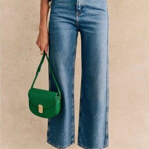 Sezane Le Crop Blue Wide-Leg Jeans